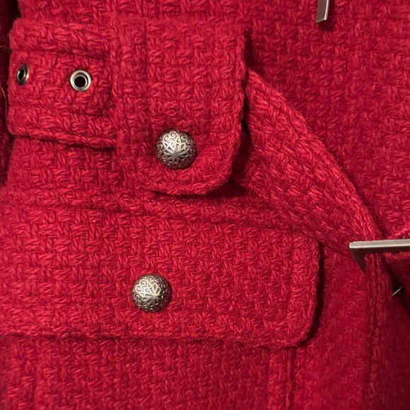 Laundry by Shelli Segal Long Coat size 4 Red Oxblood Zip Wool Blend Winter - Picture 9 of 13